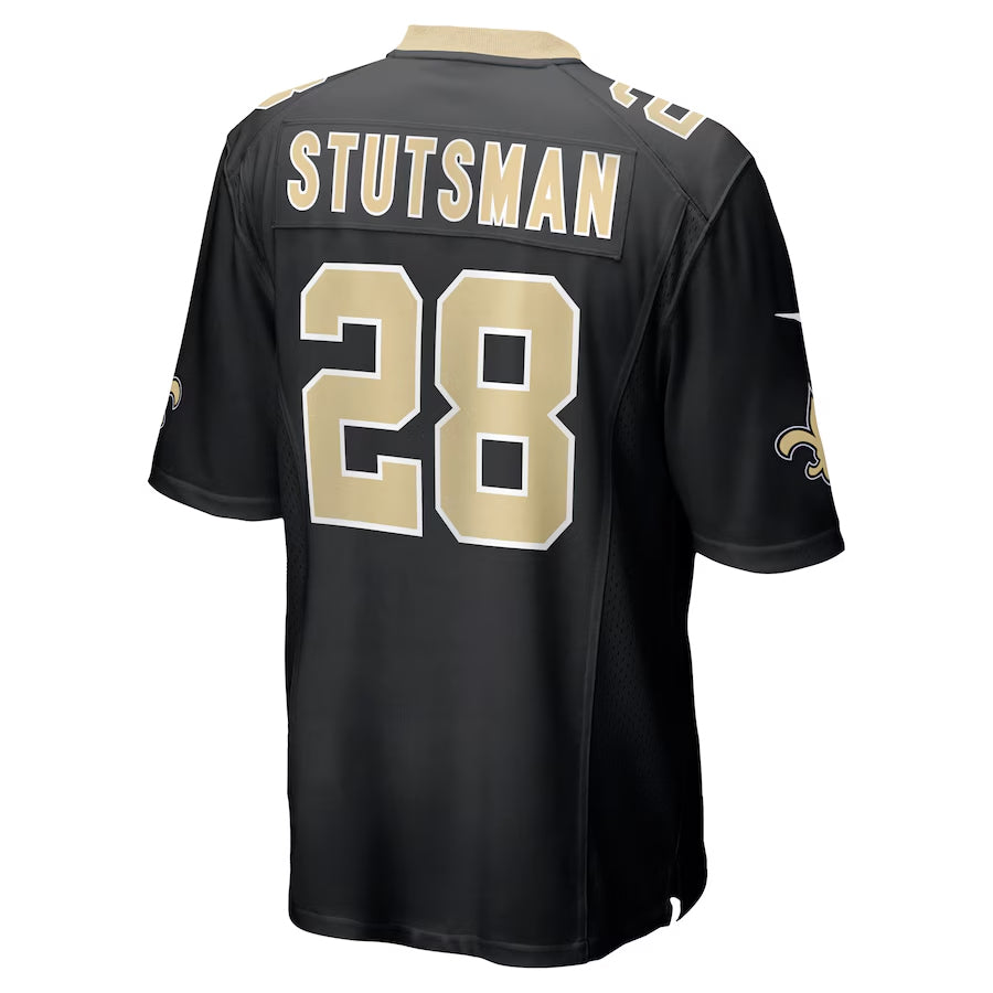 NO.Saints #28 Danny Stutsman Player Black Home Game Football Jerseys football jersey product view 1
