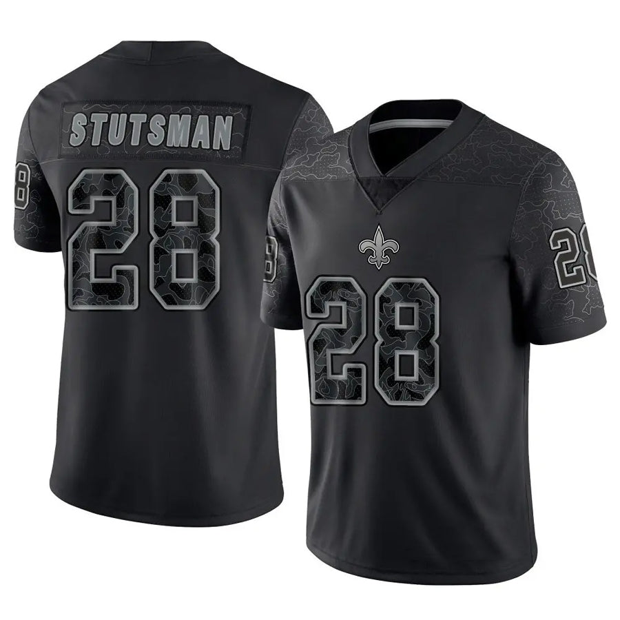 NO.Saints #28 Danny Stutsman Player Black RFLCTV Limited Football Jerseys football jersey product view 1