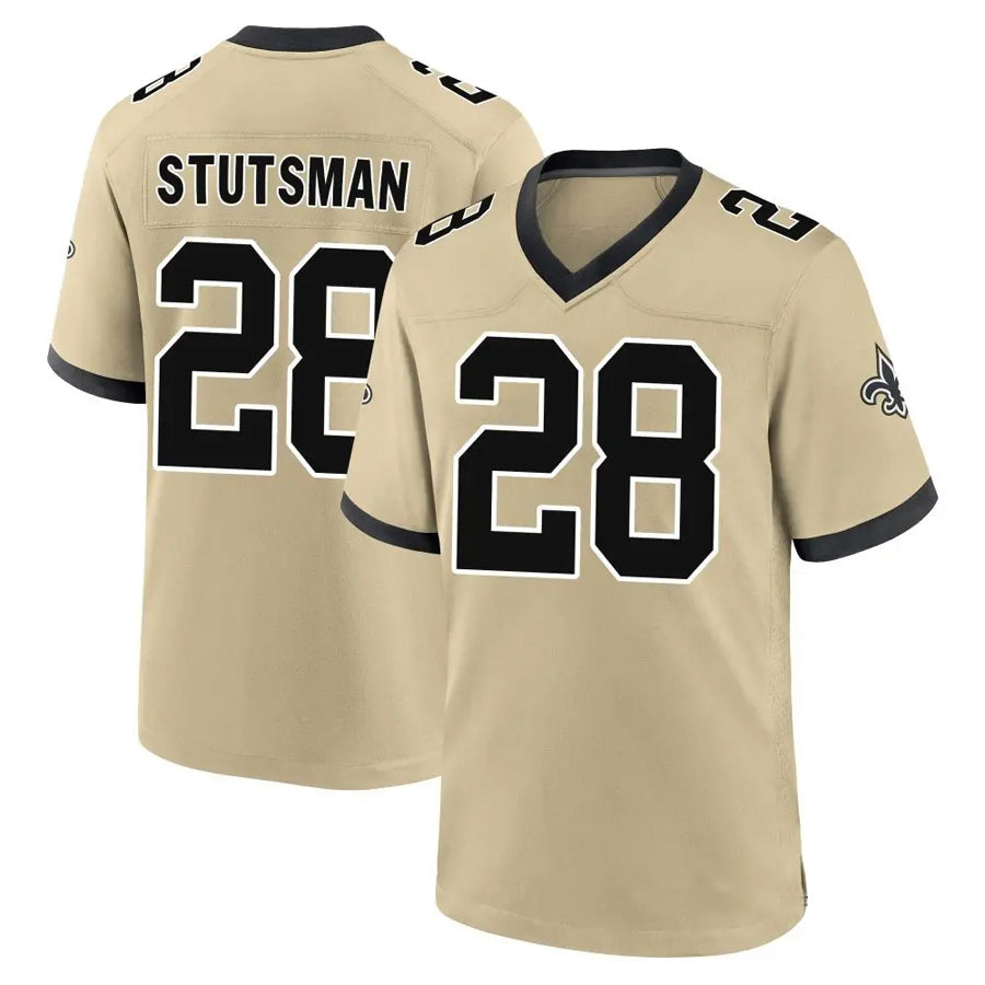 NO.Saints #28 Danny Stutsman Player Gold Alternate Game Football Jerseys football jersey product view 1