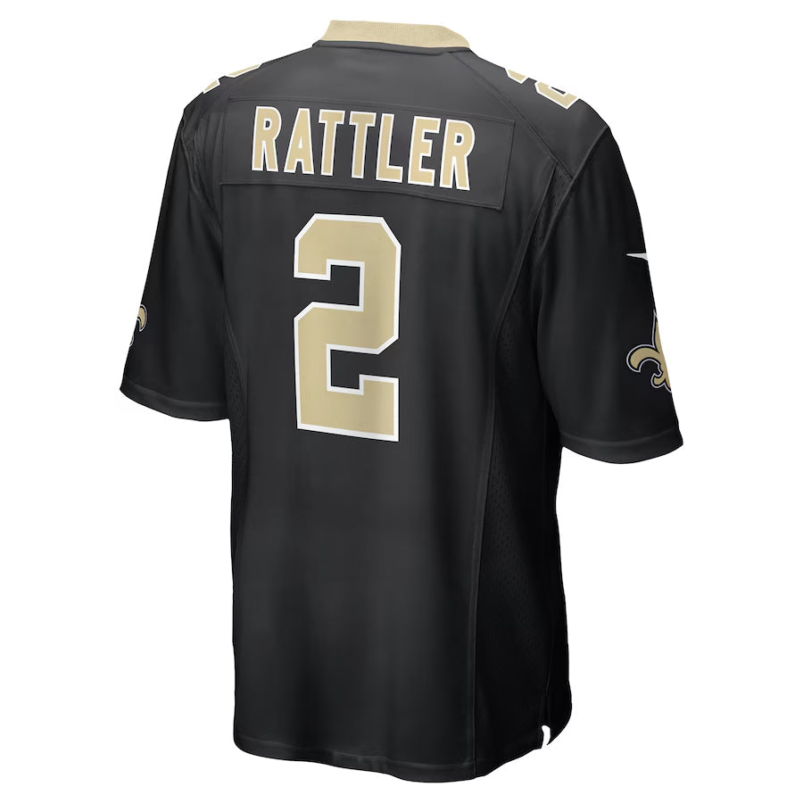NO.Saints #2 Spencer Rattler Player Black Home Game Football Jerseys football jersey product view 1