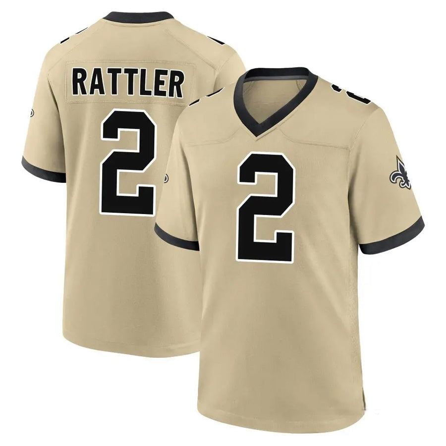NO.Saints #2 Spencer Rattler Player Gold Alternate Vapor F.U.S.E. Limited Football Jerseys football jersey product view 1