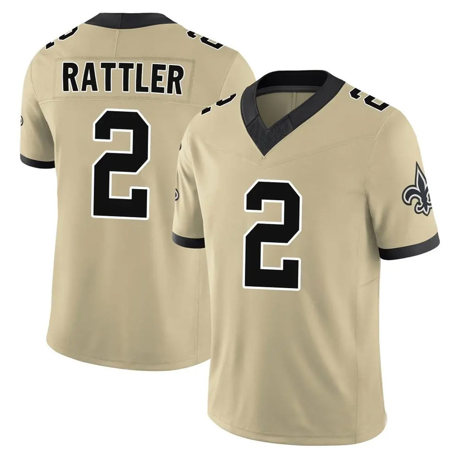NO.Saints #2 Spencer Rattler Player Gold Alternate Game Football Jerseys football jersey product view 1