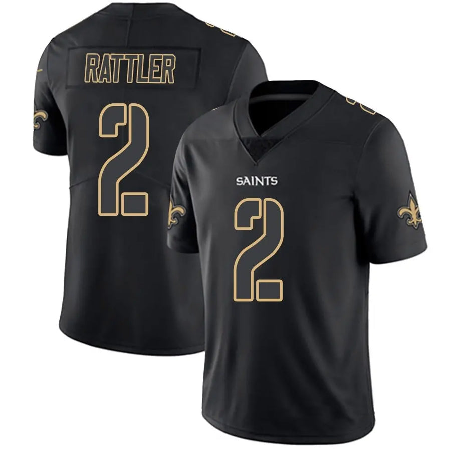 NO.Saints #2 Spencer Rattler Player Limited Black Impact Football Jerseys football jersey product view 1
