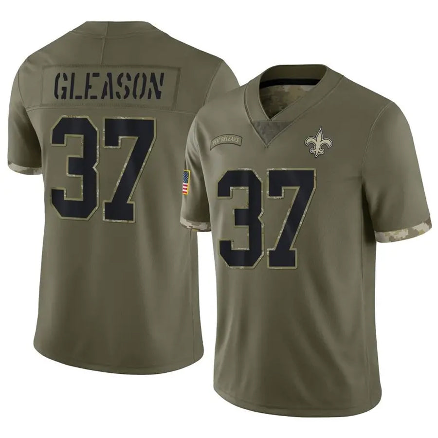 NO.Saints #37 Steve Gleason Player Salute To Service Olive Football Jerseys football jersey product view 1