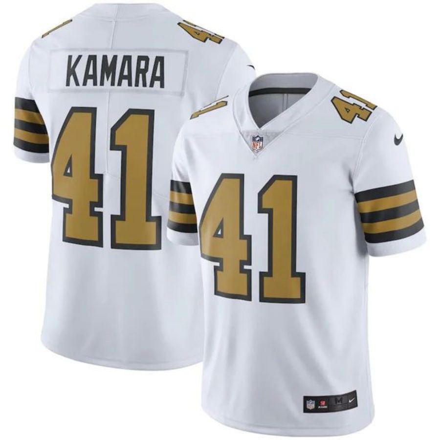 #41 Alvin Kamara Player NO.Saints White Vapor Untouchable Color Rush Limited Football Jersey football jersey product view 1