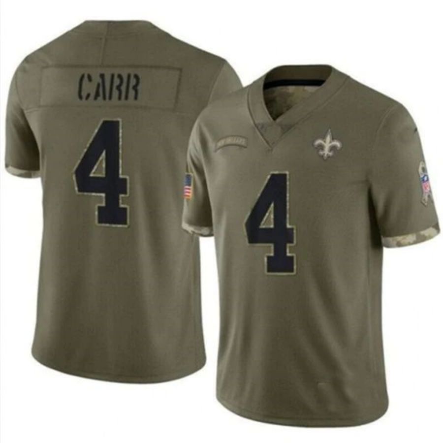 #4 Derek Carr Player NO.Saints Olive Salute To Service Limited Football Jerseys football jersey product view 1