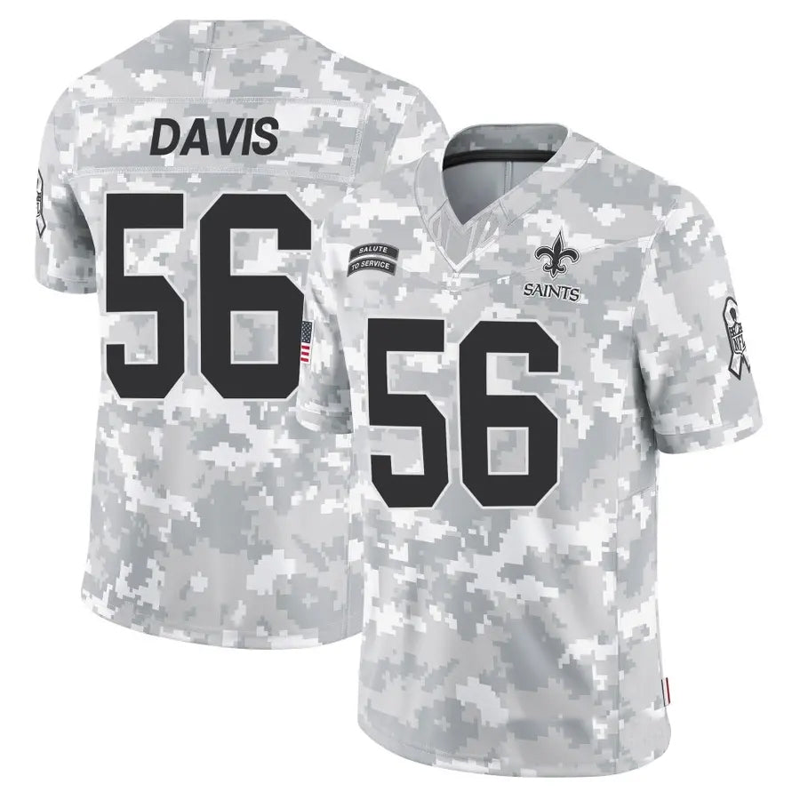 NO.Saints #56 Demario Davis Player Arctic Camo Salute to Service Limited Football Jerseys football jersey product view 1