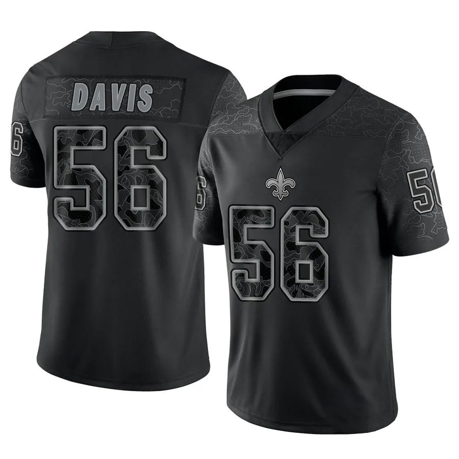 NO.Saints #56 Demario Davis Player Black RFLCTV Limited Football Jerseys football jersey product view 1