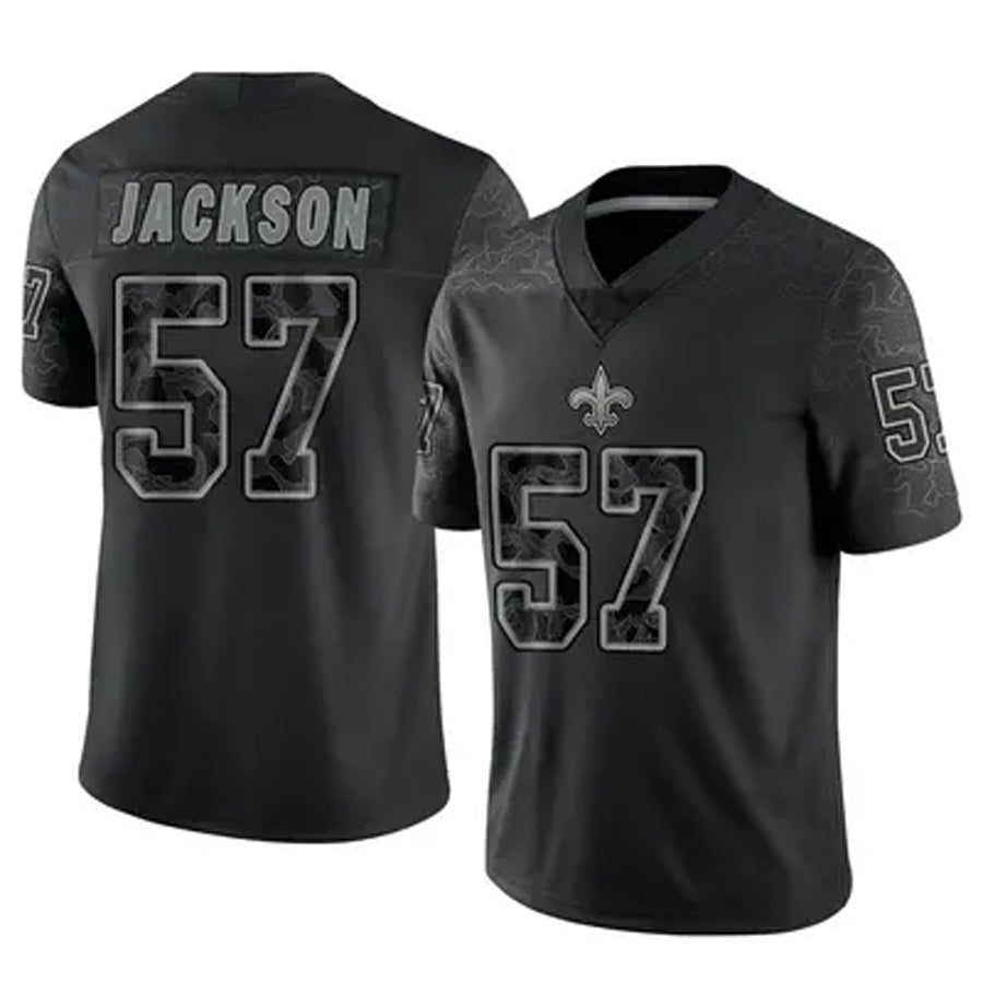 NO.Saints #57 Rickey Jackson Player Black RFLCTV Limited Football Jerseys football jersey product view 1