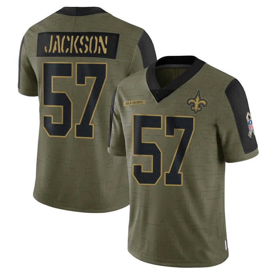 NO.Saints #57 Rickey Jackson Salute To Service Olive Football Jerseys football jersey product view 1