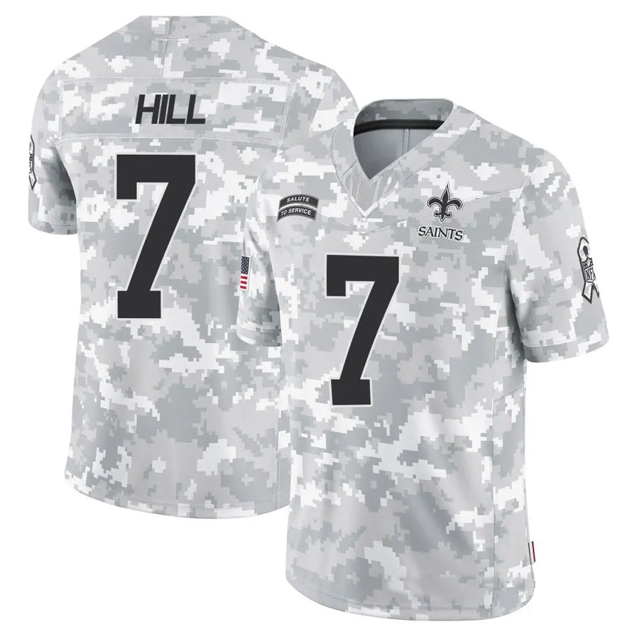 NO.Saints #7 Taysom Hill Player Arctic Camo Salute to Service Limited Football Jerseys football jersey product view 1