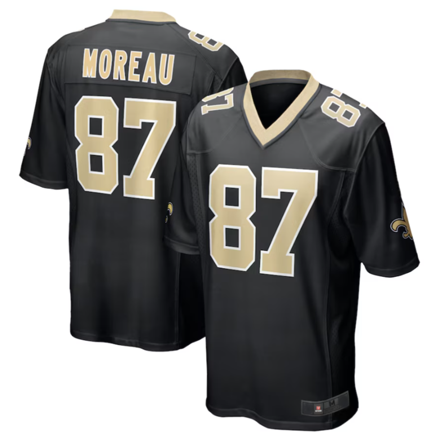 NO.Saints #87 Foster Moreau Player Black Game Football Jerseys football jersey product view 2
