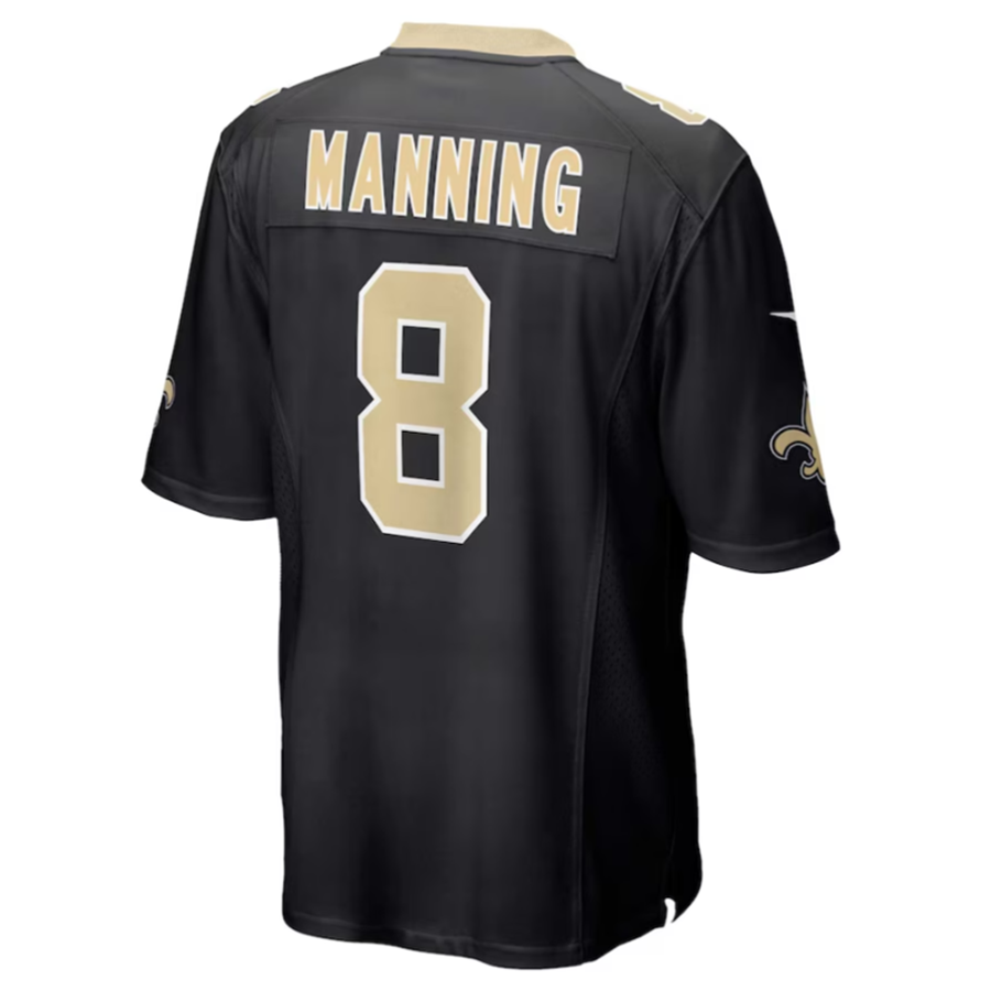 #8 Archie Manning Player NO.Saints Black Game Football Jerseys football jersey product view 1