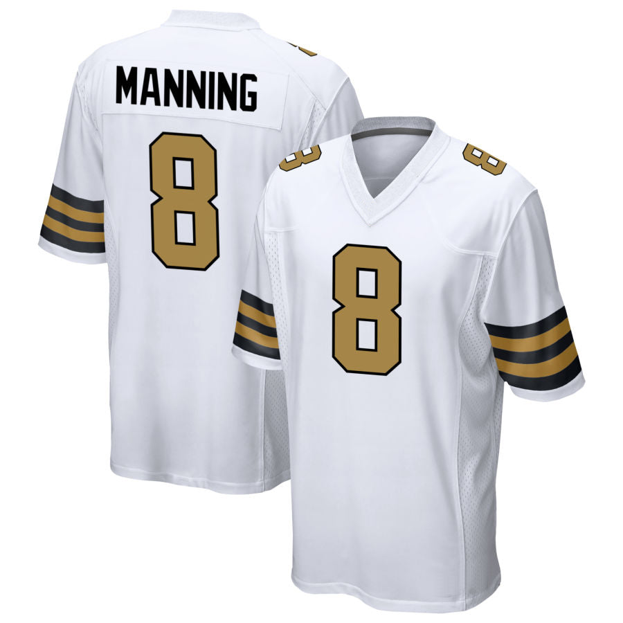 NO.Saints #8 Archie Manning Player White Alternate Game Football Jerseys football jersey product view 1