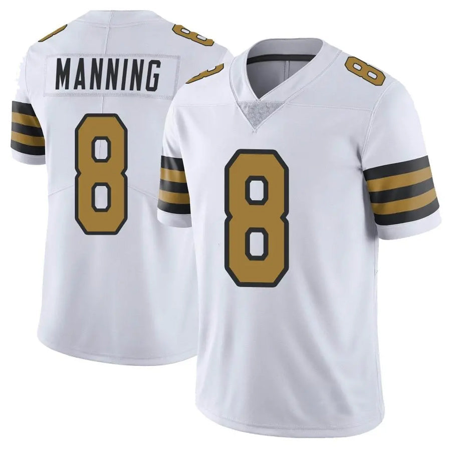 NO.Saints #8 Archie Manning Player White Alternate Vapor Limited Football Jerseys football jersey product view 1