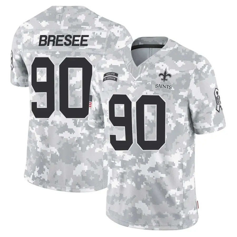 NO.Saints #90 Bryan Bresee Player Arctic Camo Salute to Service Limited Football Jerseys football jersey product view 1