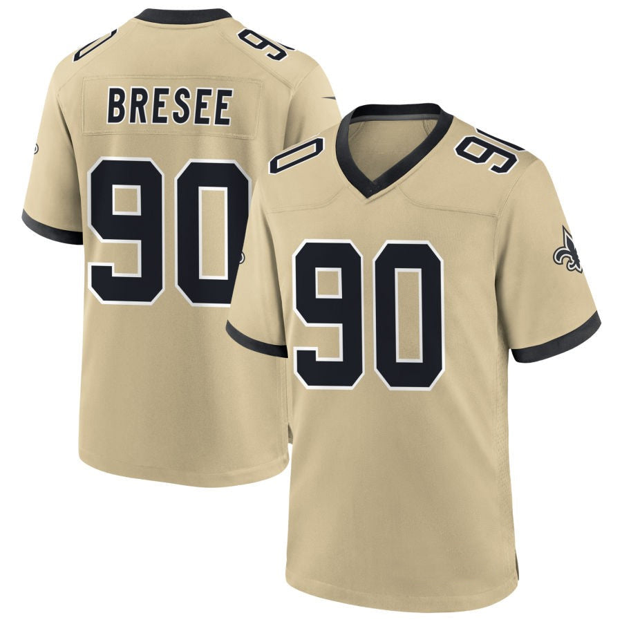 NO.Saints #90 Bryan Bresee Player Gold Alternate Game Football Jerseys football jersey product view 1