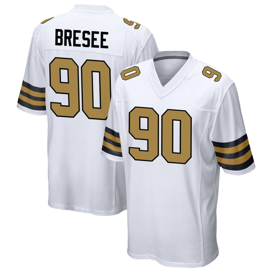 NO.Saints #90 Bryan Bresee Player White Alternate Game Football Jerseys football jersey product view 1