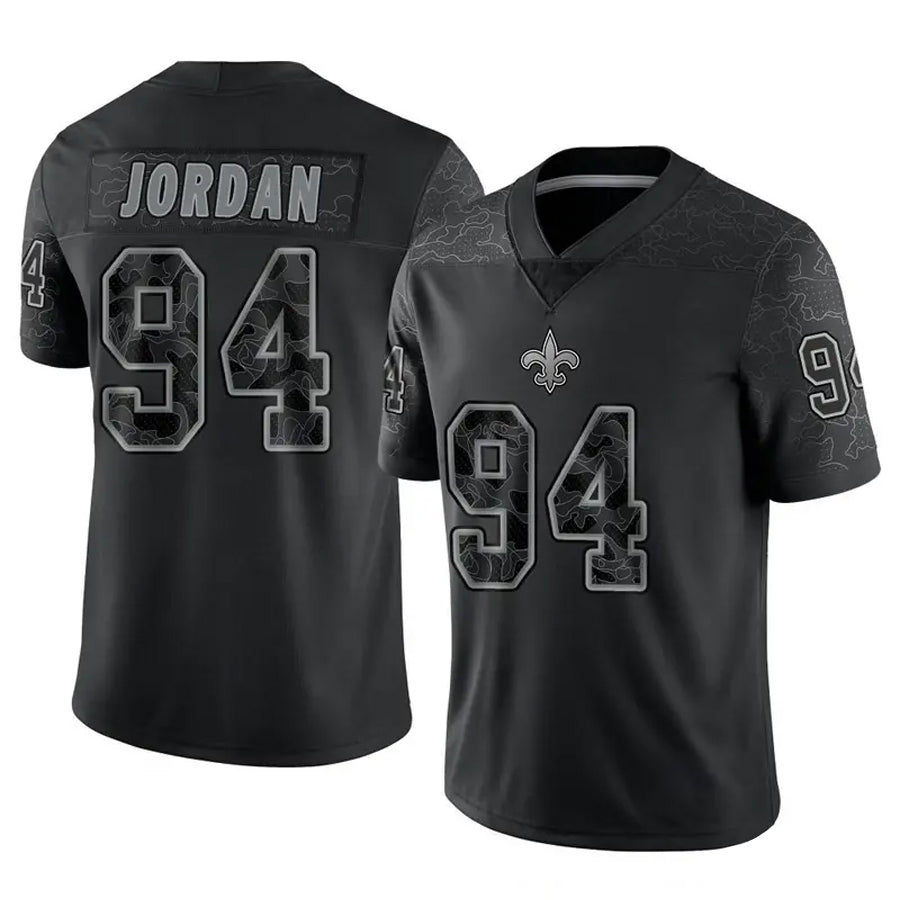 NO.Saints #94 Cameron Jordan Player Black RFLCTV Limited Football Jerseys football jersey product view 1