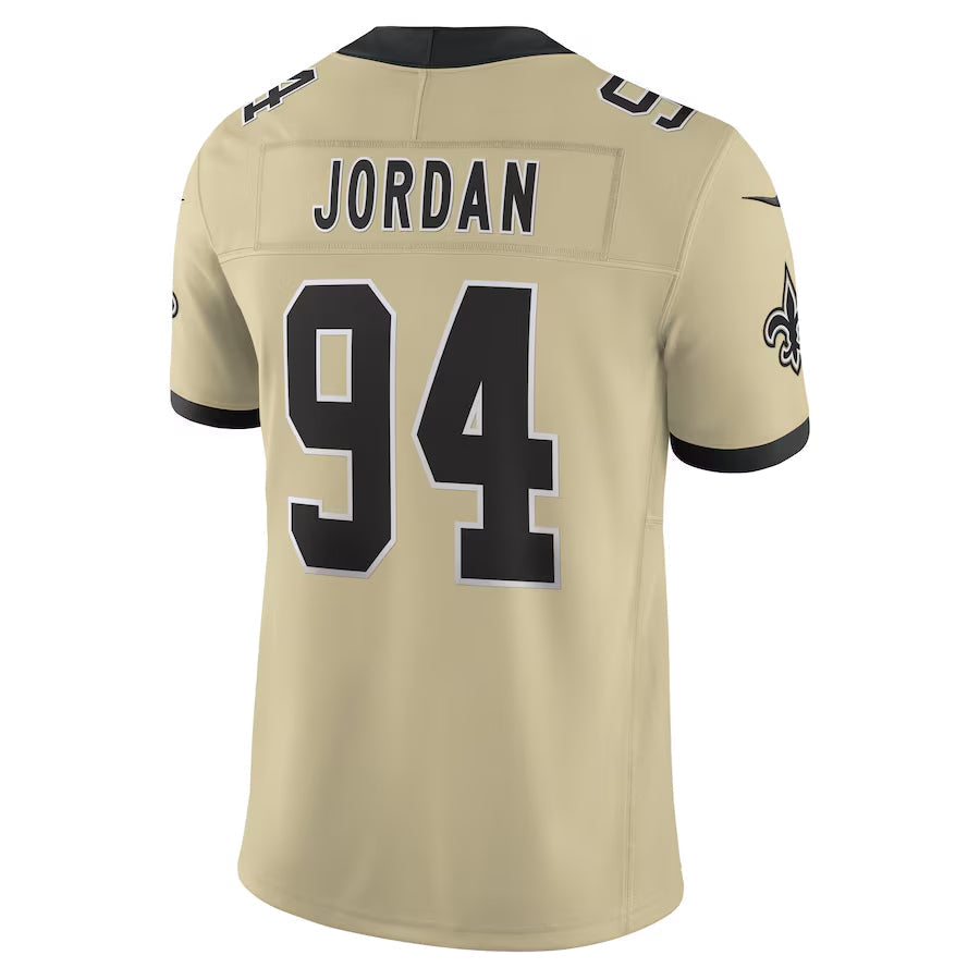 NO.Saints #94 Cameron Jordan Player Gold Alternate Vapor F.U.S.E. Limited Football Jerseys football jersey product view 1