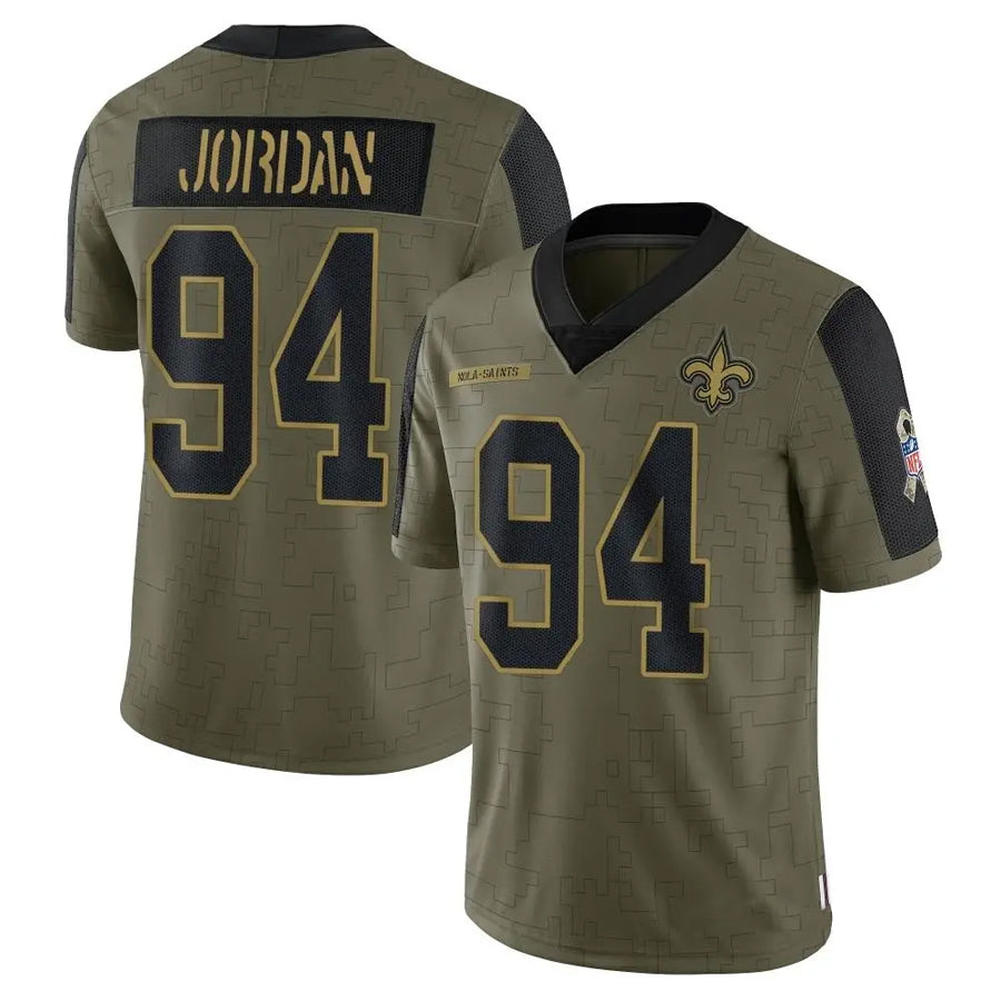 NO.Saints #94 Cameron Jordan Player Salute To Service Olive Football Jerseys football jersey product view 1