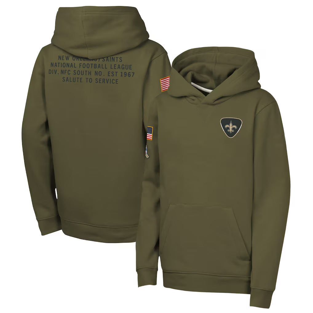NO.Saints Player Olive Salute to Service Club Fleece Hoodie Football Jerseys football jersey product view 1