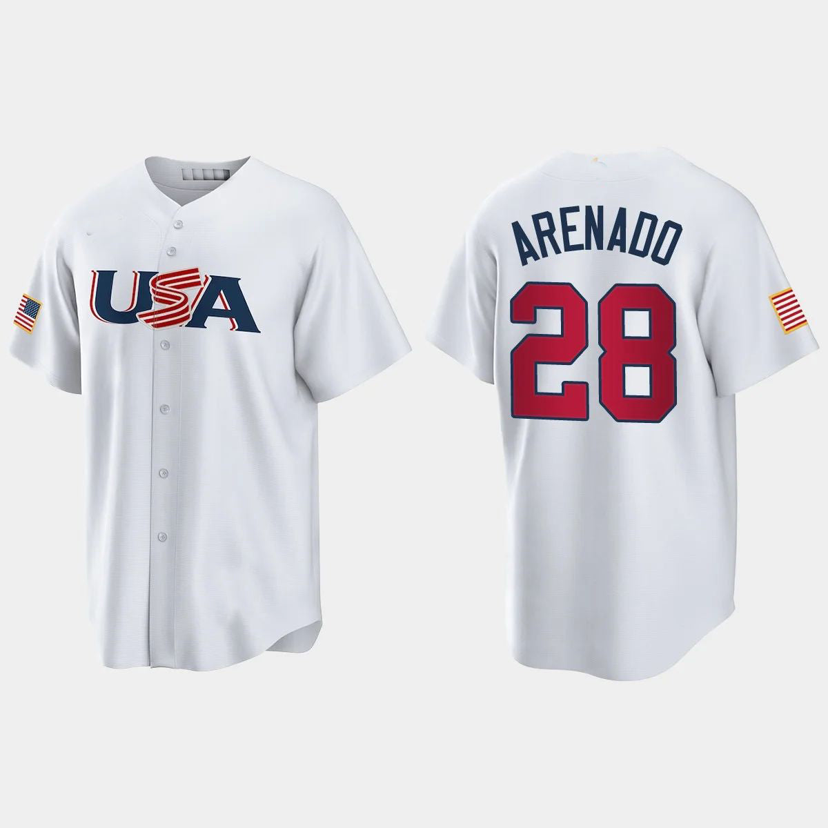 #28 NOLAN ARENADO ST. LOUIS CARDINALS 2023 WORLD BASEBALL CLASSIC USA REPLICA JERSEY ¨C WHITE Stitches Baseball Jerseys baseball jersey product view 1