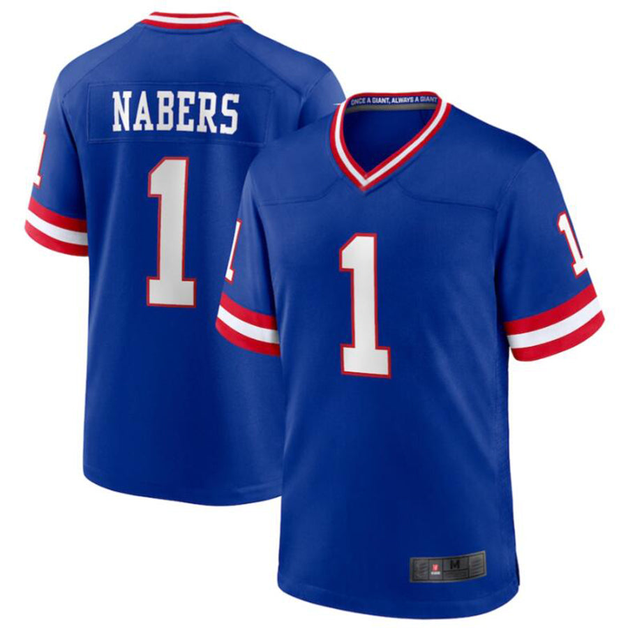 #1 Malik Nabers Player NY.Giants Royal Game Stitched Football Jerseys football jersey product view 2