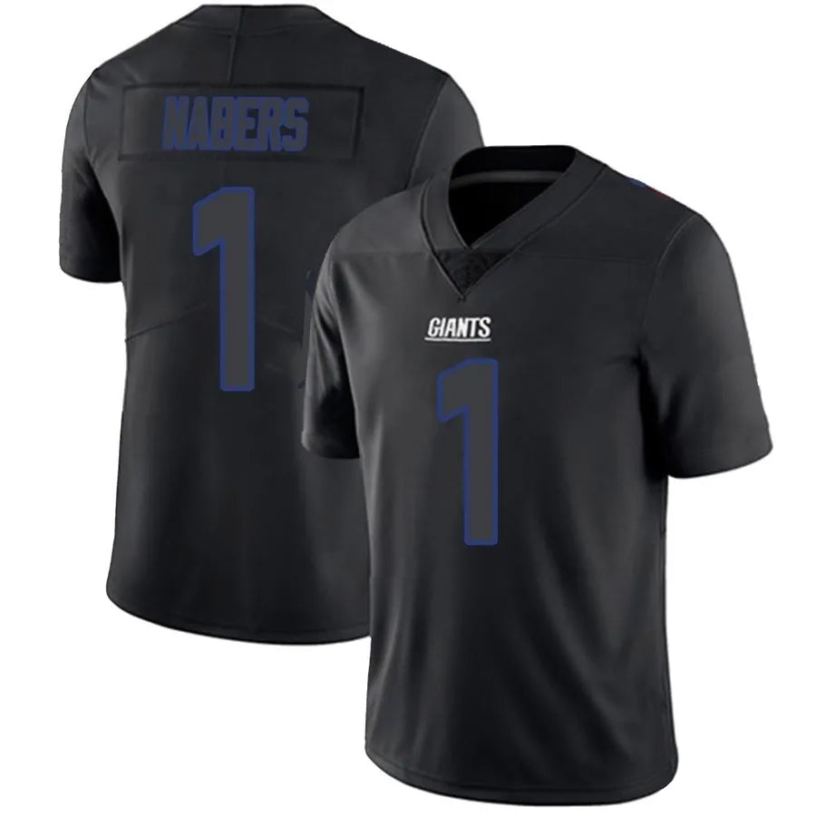 NY.Giants #1 Malik Nabers Player Limited Black Impact Football Jerseys football jersey product view 1
