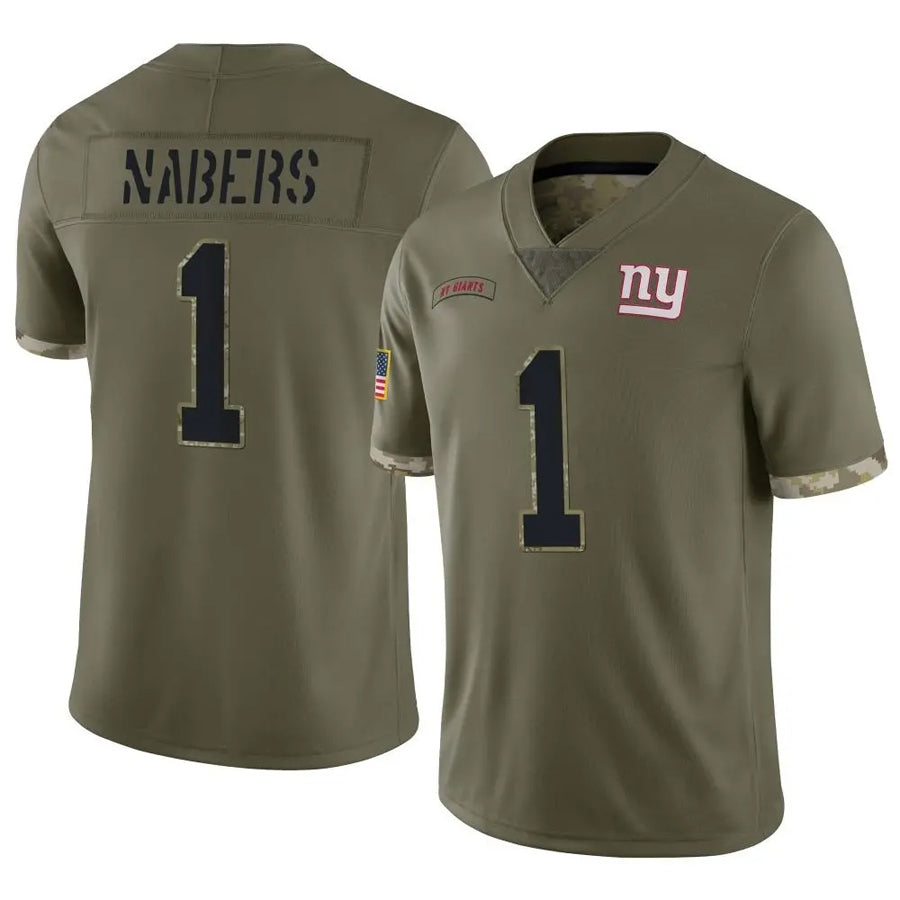 NY.Giants #1 Malik Nabers Player Salute To Service Olive Football Jerseys football jersey product view 1