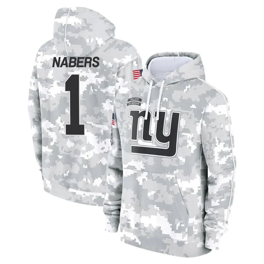 NY.Giants #1 Malik Nabers Player Black Salute to Service Hoodies Football Jerseys football jersey product view 1