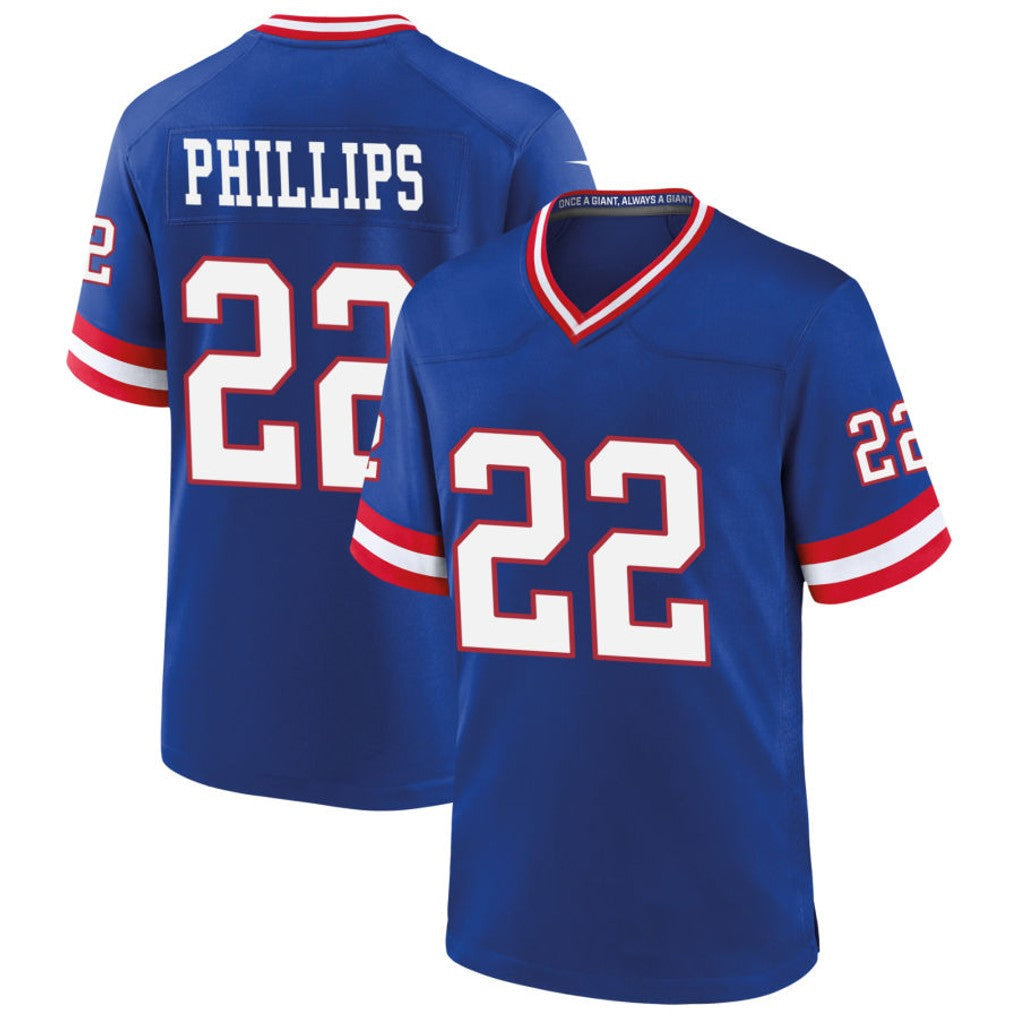 NY.Giants #22 Dru Phillips Player Royal Classic Game Football Jerseys football jersey product view 1