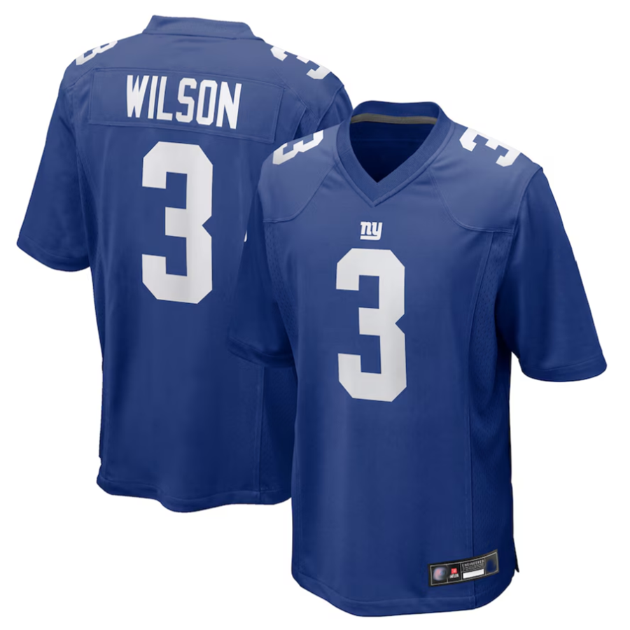 NY.Giants #3 Russell Wilson Player Royal Replica Game Baseball Jerseys baseball jersey product view 1