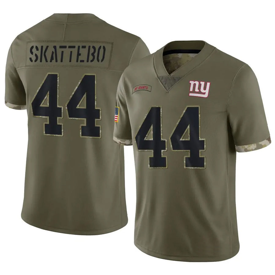 NY.Giants #44 Cam Skattebo Player Salute To Service Olive Football Jerseys football jersey product view 1