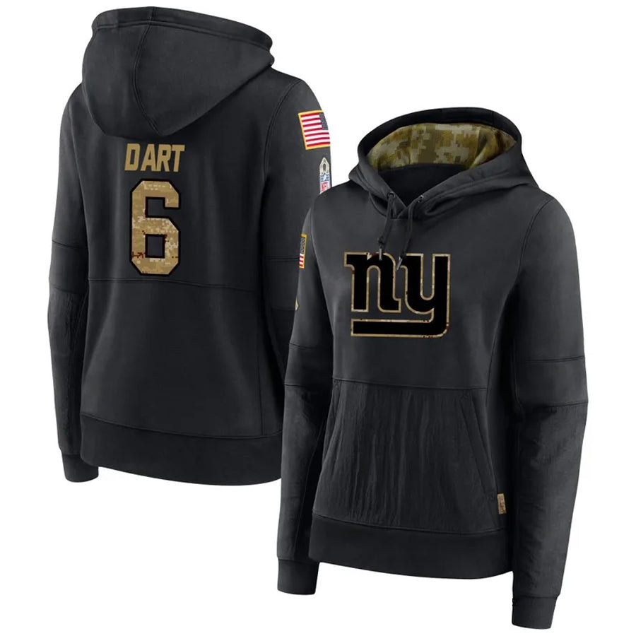NY.Giants #6 Jaxson Dart Player Black Salute to Service Hoodies Football Jerseys football jersey product view 1