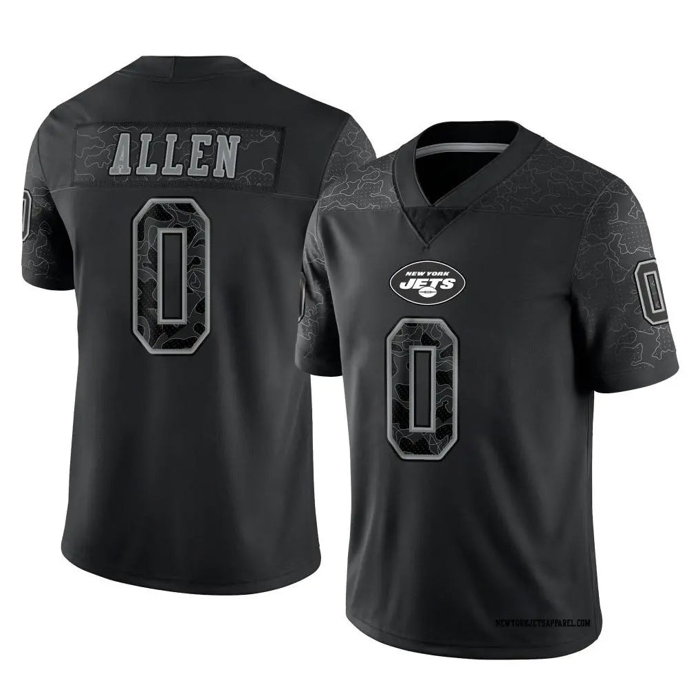 NY.Jets #0 Braelon Allen Player Black REFLECTIVE Limited Football Jerseys football jersey product view 1