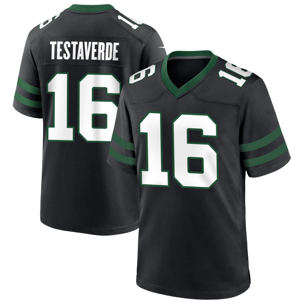 NY.Jets #16 Vinny Testaverde Player Black Home Game Football Jerseys football jersey product view 1