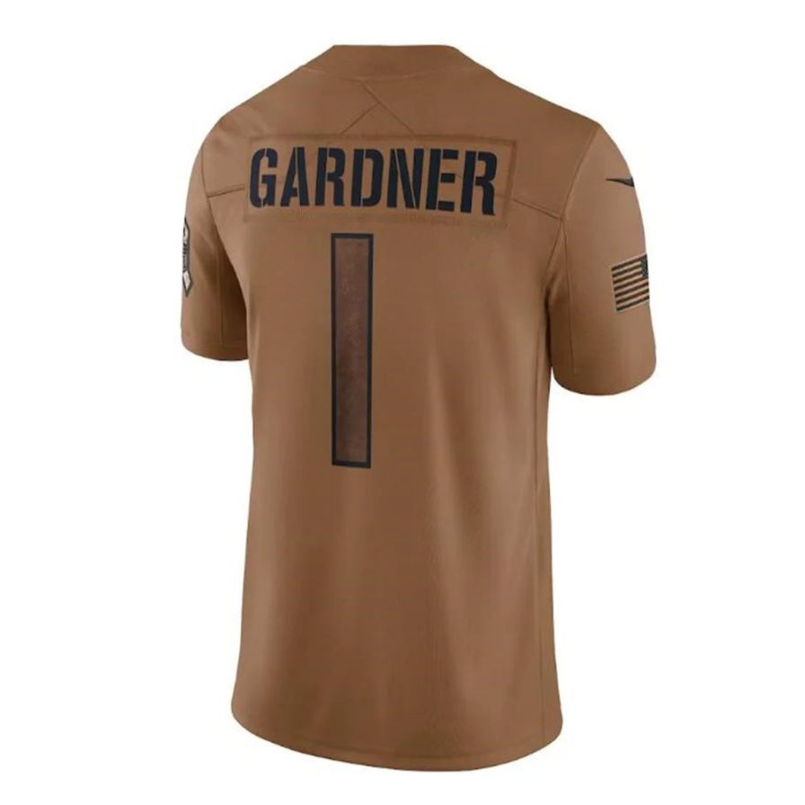 #1 Ahmad Sauce Gardner Player NY.Jets Brown Salute To Service Limited Football Jerseys football jersey product view 1