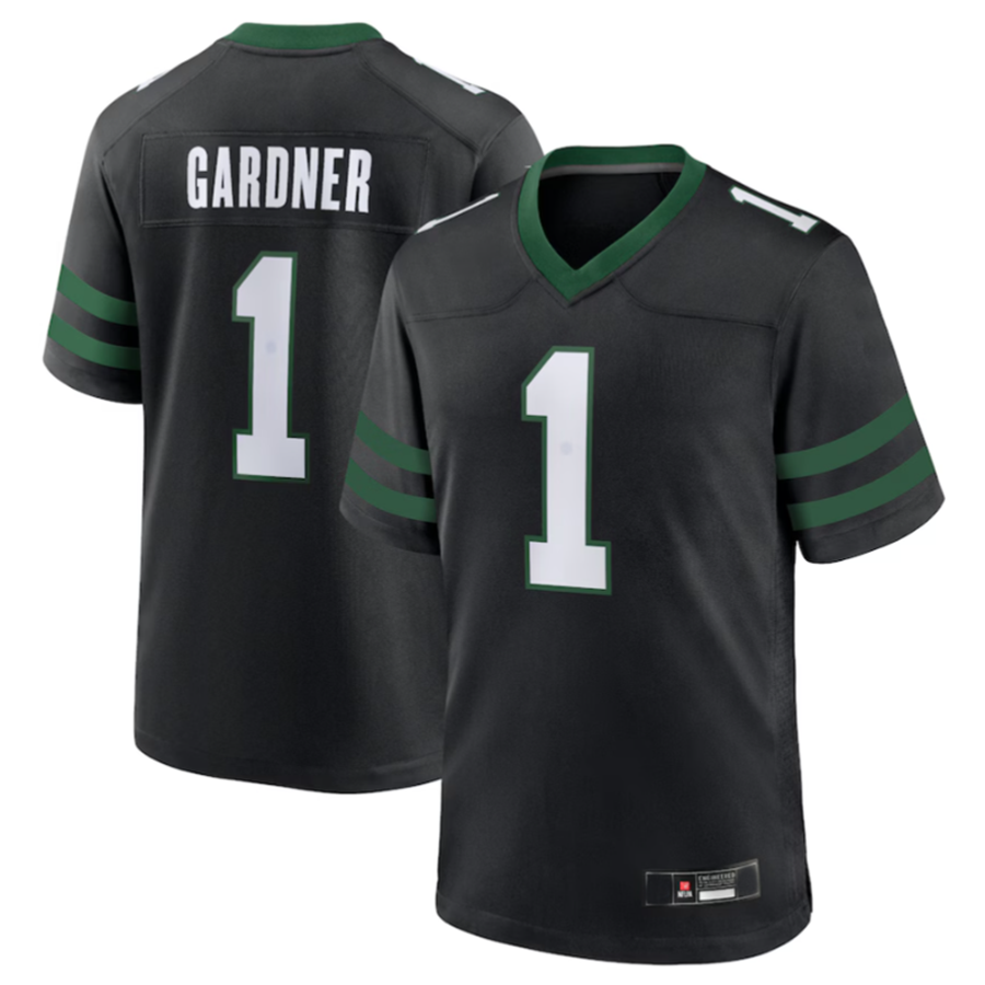 #1 Ahmad Sauce Gardner Player NY.Jets Legacy Black Game Football Jerseys football jersey product view 2