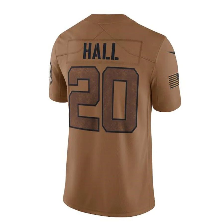 #20 Breece Hall Player NY.Jets Brown Salute To Service Limited Football Jerseys football jersey product view 1