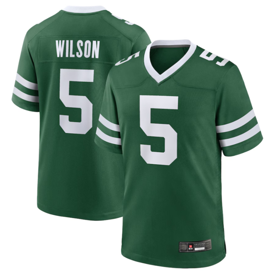 #5 Garrett Wilson Player NY.Jets Green Game Football Jerseys football jersey product view 2