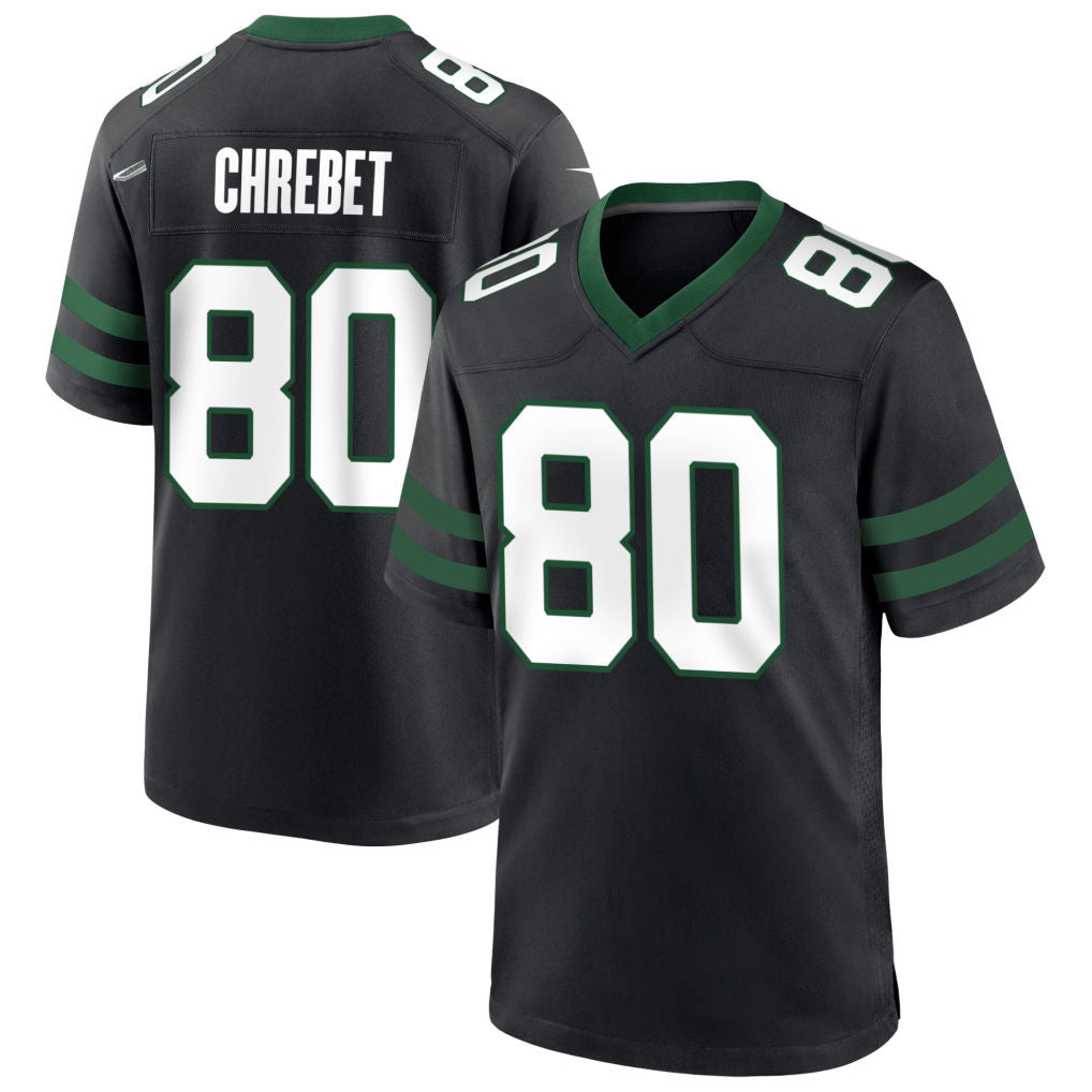 NY.Jets #80 Wayne Chrebet Player Black Home Game Football Jerseys football jersey product view 1