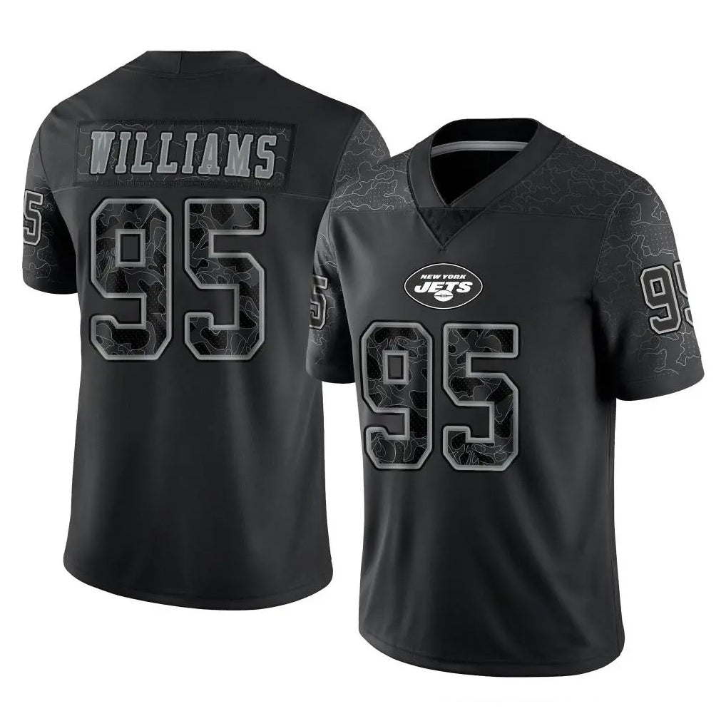 NY.Jets #95 Quinnen Williams Player Black REFLECTIVE Limited Football Jerseys football jersey product view 1