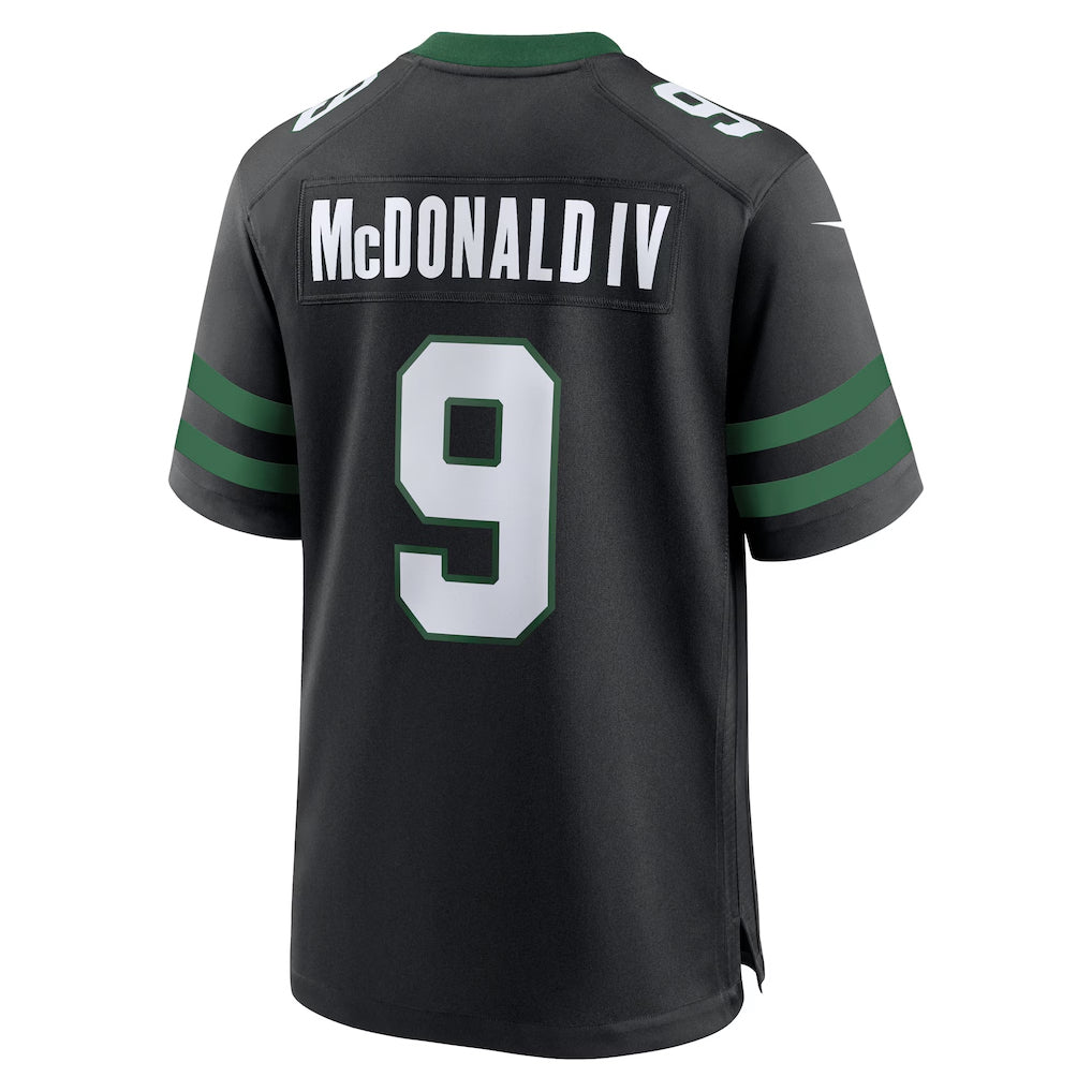 NY.Jets #9 Will McDonald IV Player Black Home Game Football Jerseys football jersey product view 1