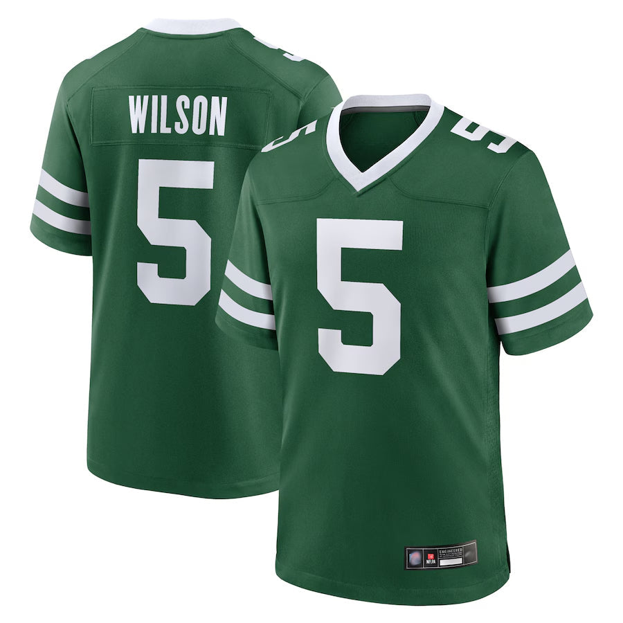 NY.Jets Home Game Football Jerseys - Gotham Green - #5 Garrett Wilson Player football jersey product view 1