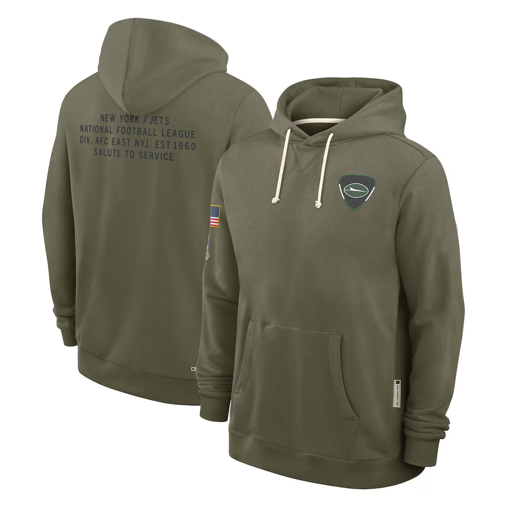 NY.Jets Player Olive Salute to Service Club Fleece Hoodie Football Jerseys football jersey product view 1