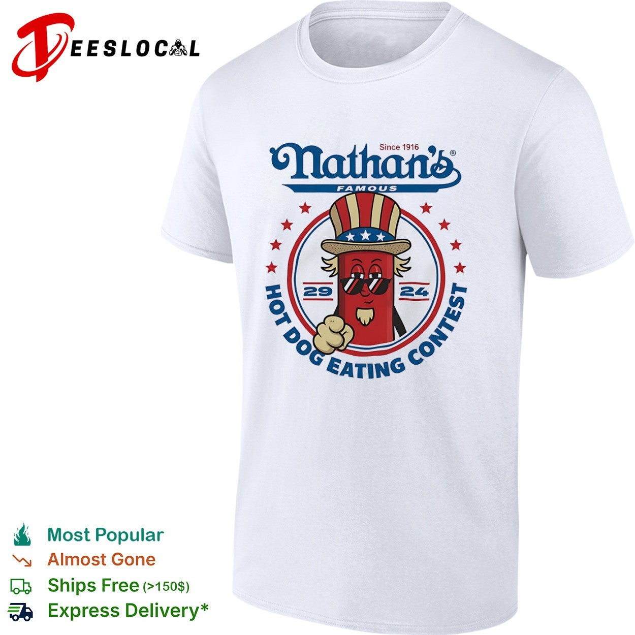 Nathan s Famous Since 1916 Hot Dog Eating Contest - Adult & Kids T-Shirts, Sweatshirts & Hoodies apparel design preview 1