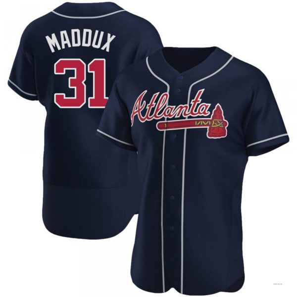 Atlanta Braves #31 Greg Maddux Navy Alternate Jersey Stitches Baseball Jerseys baseball jersey product view 1
