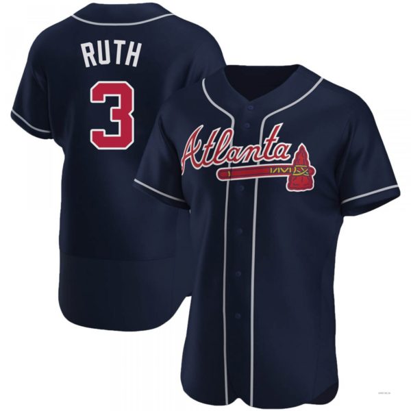 Atlanta Braves #3 Babe Ruth Navy Alternate Jersey Stitches Baseball Jerseys baseball jersey product view 1