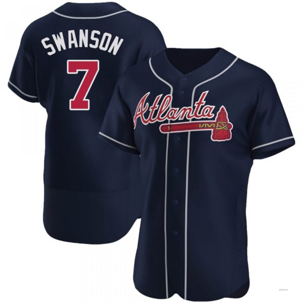 Atlanta Braves #7 Dansby Swanson Navy Alternate Jersey Navy Alternate Jersey Stitches Baseball Jerseys baseball jersey product view 1
